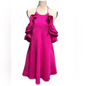 Badgley Mischka Kieran Ruffle Halter Dress Magenta
Size 4